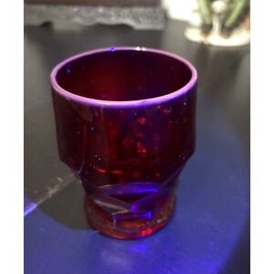 Viking Georgian Honeycomb Ruby Red Tumbler 12oz 5" Vintage UV Rim Glow